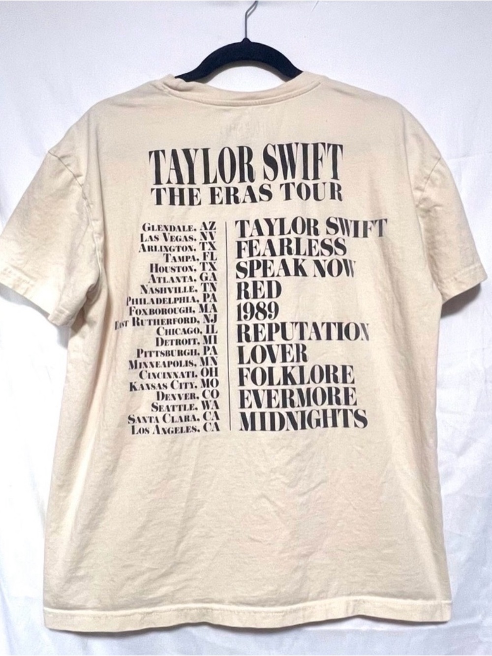Official Concert Merch Taylor Swift The Eras Tour Graphic Tee - Cream - Picture 4 of 6